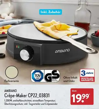 Aldi Nord Ambiano Crêpe Maker CP22_03831 Angebot