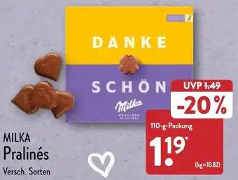 Aldi Nord Milka Pralinés 110 g Packung Angebot