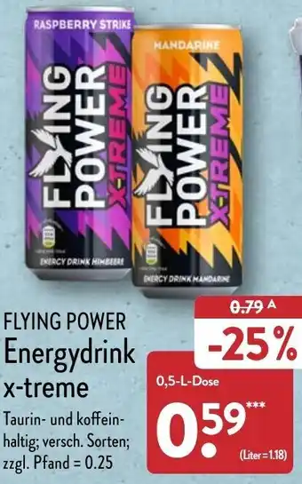 Aldi Nord Flying Power Energydrink x-treme 0,5 L Dose Angebot