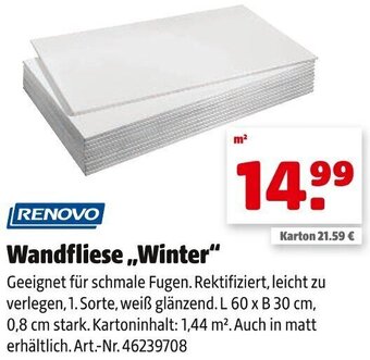 Hagebau Renovo Wandfliese ,,Winter" Angebot