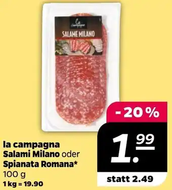 NETTO La Campagna Salami Milano oder Spianata Romana 100 g Angebot