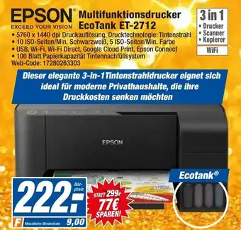 HEM Expert Epson Multifunktionsdrucker EcoTank ET-2712 Angebot