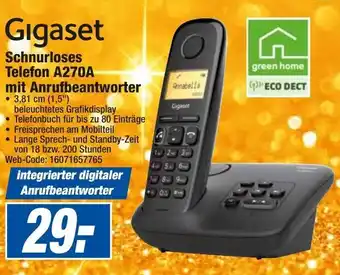 HEM Expert Gigaset Schnurloses Telefon A270A mit Anrufbeantworter Angebot