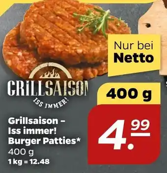 NETTO Grillsaison - Iss immer! Burger Patties 400 g Angebot