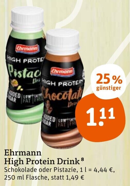 Ehrmann High Protein Drink 250 ml Flasche Angebot bei tegut