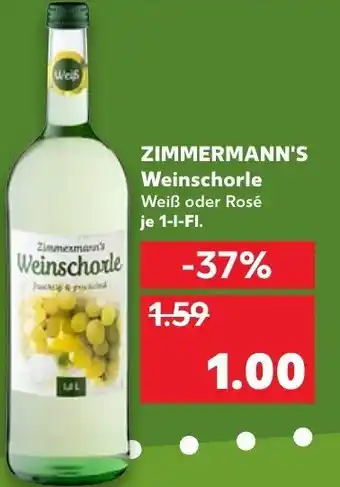 Kaufland Zimmermann's Weinschorle 1L Angebot