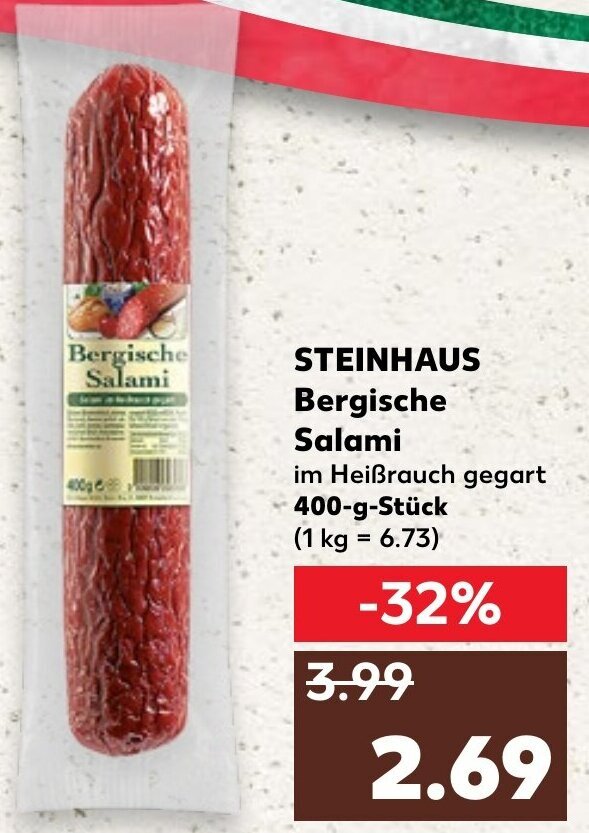 Steinhaus Bergische Salami 400g Angebot bei Kaufland