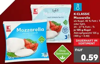 Kaufland K-Classic Mozzarella 125g Angebot