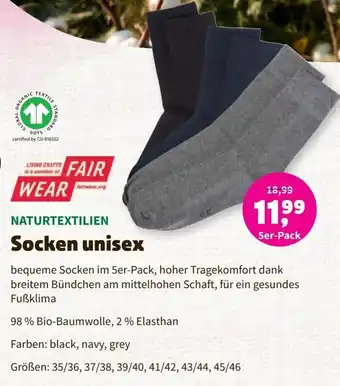 Denns BioMarkt Naturtextilien Socken unisex Angebot