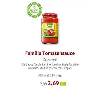 VollCorner Biomarkt Familia tomatensauce rapunzel Angebot