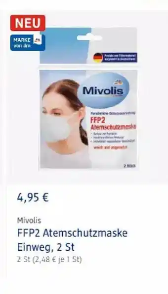 dm drogerie FFP2 Atemschutzmaske Einweg, 2 St Angebot