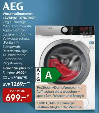 Galeria AEG Waschvollautomat Lavamat LR7A70690 Angebot