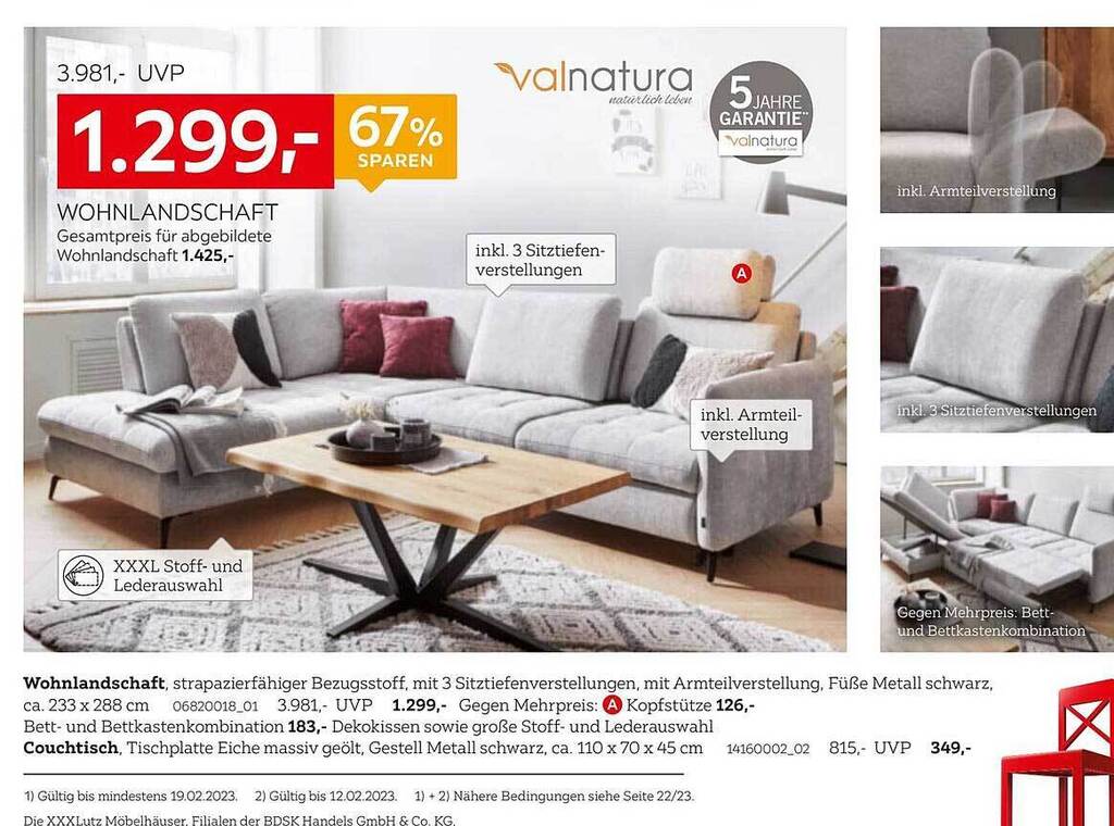 Valnatura wohnlandschaft oder couchtisch Angebot bei XXXLutz