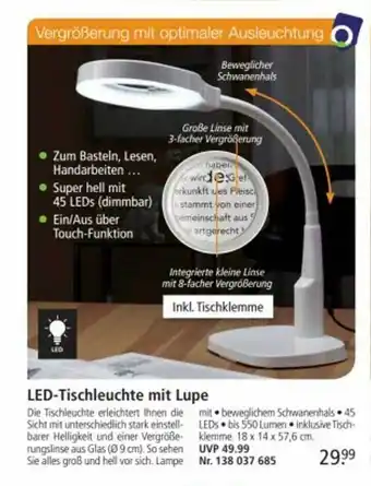 Weltbild Orbisana led-tischleuchte mit lupe Angebot