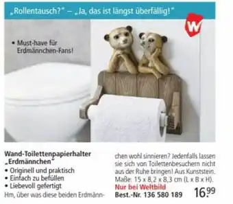 Weltbild Wand-toilettenpapierhalter „erdmännchen“ Angebot