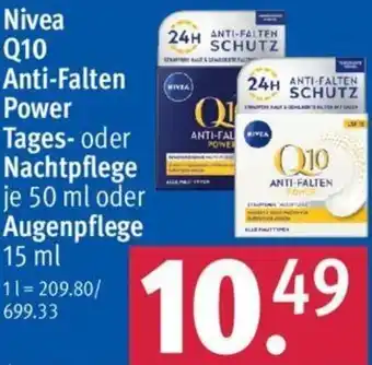 Rossmann Nivea Q10 Anti Falten Power Tages oder Nachtpflege 50 ml oder Augenpflege 15 ml Angebot