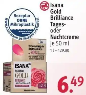 Rossmann Isana Gold Brilliance Tages oder Nachtcreme 50 ml Angebot