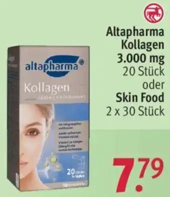 Rossmann Altapharma Kollagen 3.000 mg 20 Stück oder Skin Food 2x30 Stück Angebot