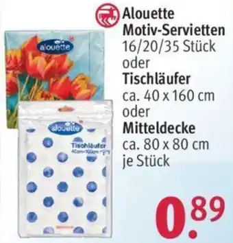 Rossmann Alouette Motiv Servietten 16/20/35 Stück oder Tischläufer ca. 40 x 160 cm oder Mitteldecke ca. 80 x 80 cm Angebot