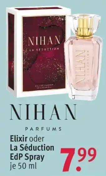 Rossmann Nihan Parfums Elixir oder La Séduction EdP Spray 50 ml Angebot