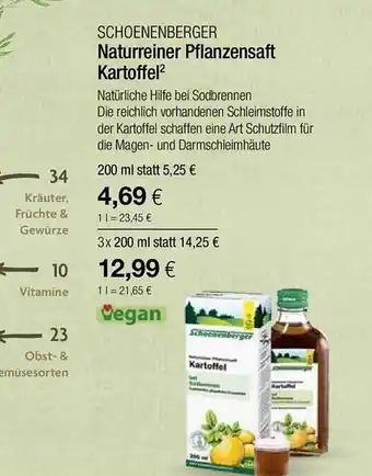 Vitalia Schoenenberger naturreiner pflanzensaft kartoffel Angebot