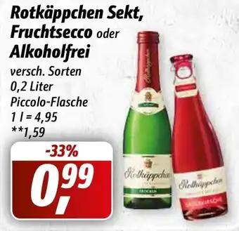 Simmel Rotkäppchen Sekt, Fruchtsecco oder Alkoholfrei 0,2 Liter Piccolo Flasche Angebot