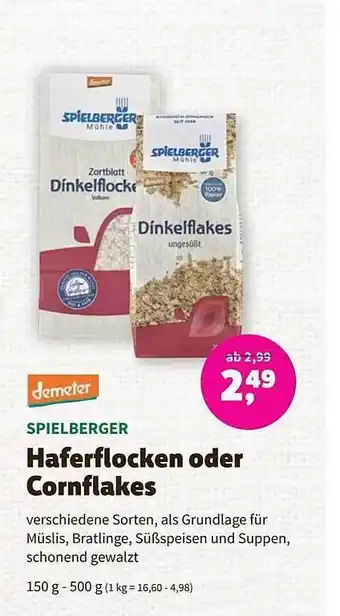 Biomarkt Demeter spielberger haferflocken oder cornflakes Angebot