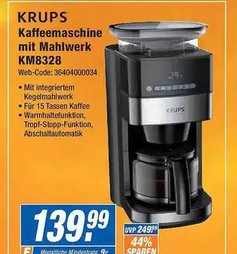 Expert Krups kaffeemaschine mit mahlwerk km8328 Angebot