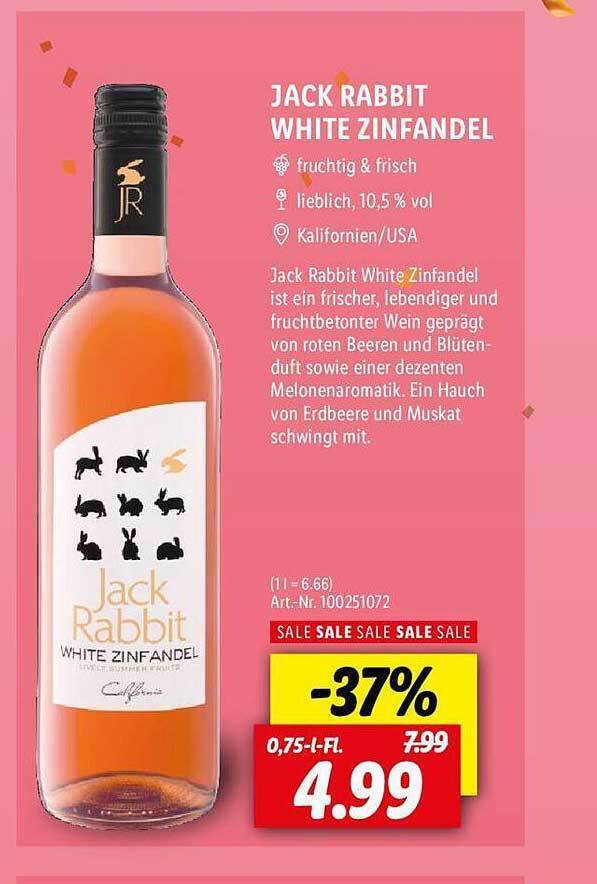 Jack rabbit white zinfandel Angebot bei Lidl