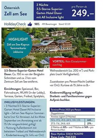 ALDI Nord Reisen Österreich zell am see Angebot