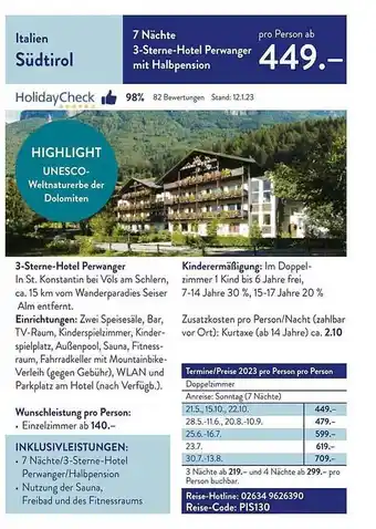 ALDI Nord Reisen Italien südtirol Angebot