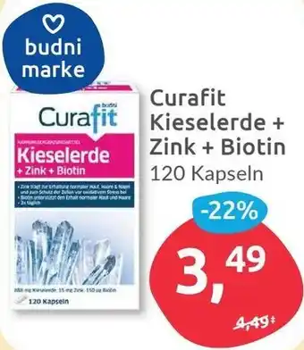 Budni Curafit Kieselerde + Zink + Biotin 120 Kapseln Angebot