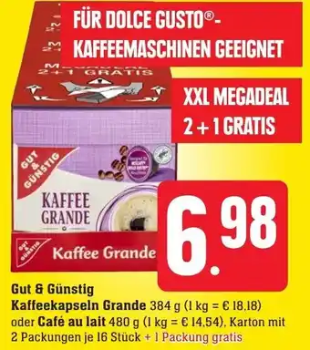 Edeka Neukauf Gut & Günstig Kaffeekapseln Grande 384 g oder Café au lait 480 g Angebot