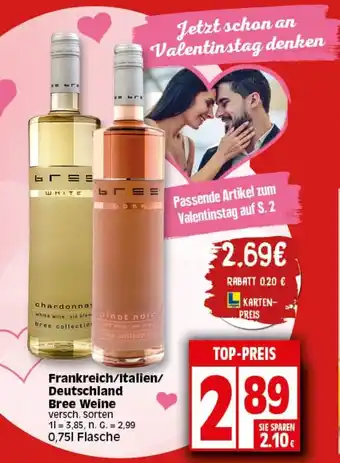 Elli Markt Bree Weine 750ml Angebot