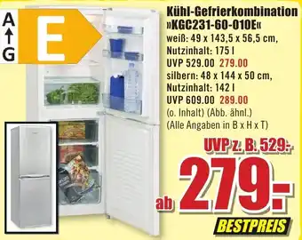 B1 Discount Baumarkt Kühl Gefrierkombination KGC231-60-010E Angebot