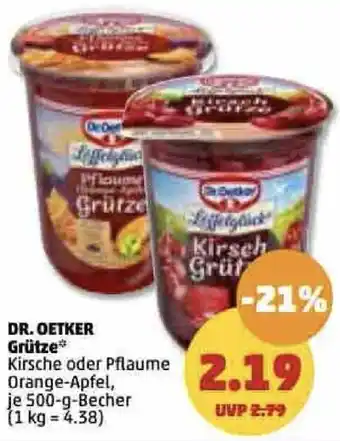 PENNY Dr. Oetker Grütze 500 g Becher Angebot