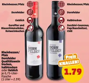 PENNY Rheinhessen/Pfalz Dornfelder Qualitätswein trocken, halbtrocken oder lieblich 0,75 Liter Flasche Angebot
