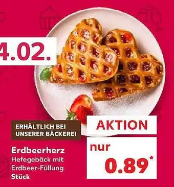 Kaufland Erdbeerherz hefegebäckl mit erdbeer-füllung stück Angebot