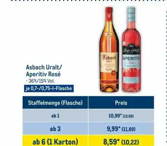 METRO Asbach uralt oder aperitiv rosé Angebot