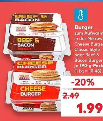 Kaufland Burger cheese burger oder beef & bacon Angebot