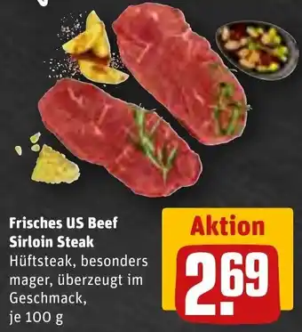 REWE Frisches US Beef Sirloin Steak 100 g Angebot