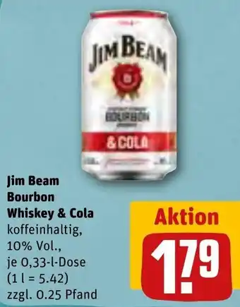 REWE Jim Beam Bourbon Whiskey & Cola 0,33 L Dose Angebot