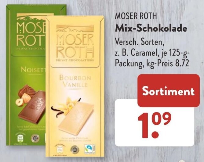Mosser Roth Moser roth edelbitter-schokolade 125 g, Moser Roth, Edel Bitter, 85% ...