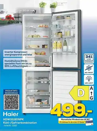 Euronics Berlet Haier hdw1618dnpk kühl- gefrierkombination Angebot