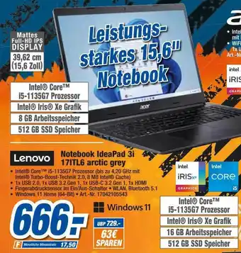 expert Techno Land Lenovo notebook ideapad 3i 17itl6 arctic grey Angebot