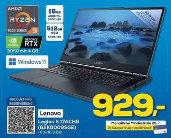 Euronics Berlet Lenovo legion 5 17ach6 (82k0009sge) Angebot