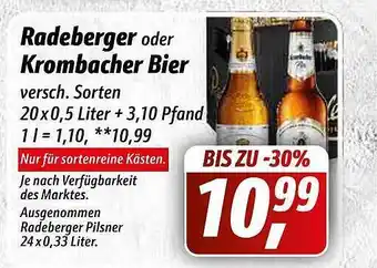 Simmel Radeberger oder krombacher bier Angebot