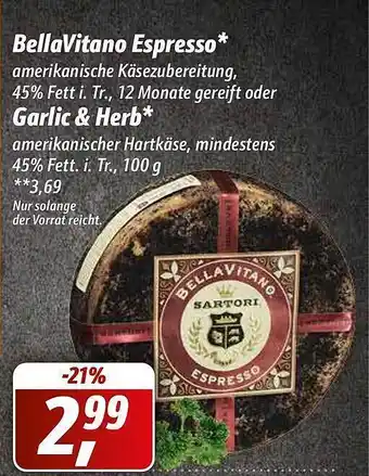 Simmel Bellavitano espresso oder garlic & herb Angebot