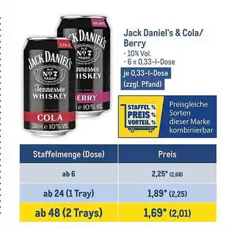 METRO Jack daniel's & cola oder berry Angebot