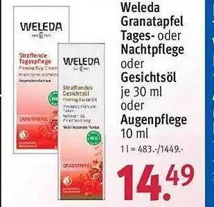 Rossmann Weleda granatapfel tages- oder nachtpflege oder gesichtsöl oder augenpflege Angebot